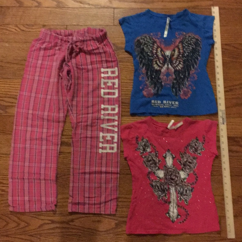 PJ pants with two PJ shirts